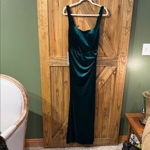 Azazie Elegant Dark Green Velvet Maxi Dress